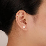 14K Solid Gold Pear Cut Lab Diamond Threadless Cartilage Flat Back Earring