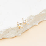 14K Gold Lab Diamond Push Pin Labret Stud, Flat Back Earring
