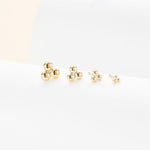 14K Solid Gold Tiny Trinity Ball Threadless Push Pin Flat Back Labret