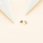 14K Solid Gold  Moss Agate Cartilage Flat Back Earrings