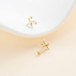 14K Solid Gold Star Cartilage Push Pin Flat Back Stud Earring