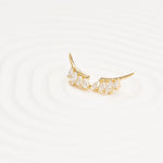 14K Solid Gold Lab Diamond Climber Earring: Threadless Flat Back Push Pin Stud
