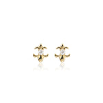 14K Solid Gold Lab Diamond Iris Push Back Stud Earring