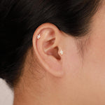 14K Solid Gold Lab Diamond Threadless Flat Back Stud Earring: cartilage, Conch, Helix, Tragus
