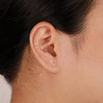 14k Solid Gold Dolphin Threadless Push Pin Flat Back Stud Earring