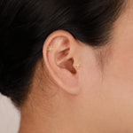 14K Solid Gold Lab Diamond Snowflake Helix Flat Back Earring 20G 18G 16G