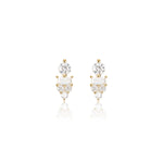 14K Solid Gold Lab Diamond Threadless Conch Flat Back Stud Earring