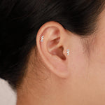 14K Solid Gold Baguette Lab Diamond Cartilage Stud Earring