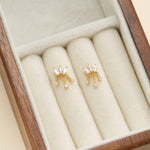 14K Solid Gold Lab Diamond Lotus Dangle Threadless Cartilage Flat Back Earring
