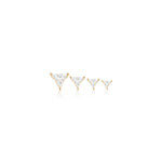 14K Solid Gold Triangle Moissanite Flat Back Earring : Cartilage, Helix, Conch Piercing Jewelry