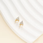 14K Solid Gold Baguette Lab Diamond Dangle Cartilage Flat Back Earring