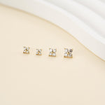 14K Solid Gold Lab Diamond Flower Cartilage Flat Back Stud Earring