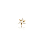 14K Solid Gold Lab Diamond Pinwheel Push Back Cartilage Flat Back Earring
