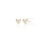 14K Solid Gold Heart Lab Diamond Stud, Threadless Flat Back Earrings for Cartilage, Conch, Earlobes