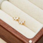 14K Solid Gold Lab Diamond Cartilage Stud Earrings: 20G/18G/16G Threadless Push Pin