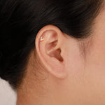 14K Solid Gold V-Shaped Lab Diamond Flat Back Earring