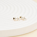 14K Solid Gold Triangle Moissanite Threadless Cartilage Flat Back Earring