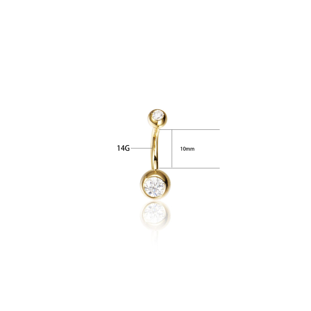additional perspective of 14K solid gold round lab diamond bubble-textured for navel piercing belly button ring 14g nickel...