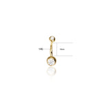 14G 14K Solid Gold Round Lab Diamond Bubble Belly Button Jewelry