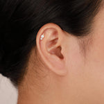 14K Solid Gold Princess Cut Lab Diamond Threadless Cartilage Flat Back Earring
