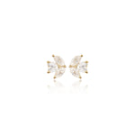14K Solid Gold Lab Diamond Floral Cartilage Flat Back Stud Earring