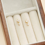 14K Solid Gold Princess Cut Lab Diamond Cartilage Dangle Flat Back Earring