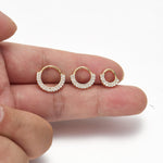 14K Solid Gold Lab Diamond Daith Clicker Hoop Earrings, Septum Ring 16G