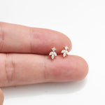 14K Solid Gold Lab Diamond Threadless Flat Back Stud Earring: Cartilage, Helix Piercing Jewelry