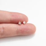 14K Solid Gold Baguette Lab Diamond Small Tragus Flat Back Stud