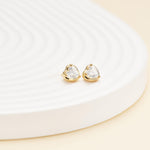 14K Solid Gold Heart Lab Diamond Stud, Threadless Flat Back Earrings for Cartilage, Conch, Earlobes