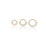 14K Solid Gold Lab Diamond Daith Clicker Hoop Earring Hinged Seamless Septum Ring