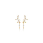 14K Solid Gold Lab Diamond Dangle Cartilage Earring: Threadless Flat Back Stud