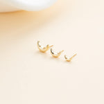 14K Solid Gold Crescent Threadless Cartilage Flat Back Stud Earring