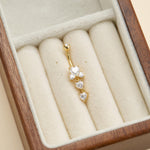 14K Solid Gold Heart Lab Diamond Dangle Belly Button Ring 14G