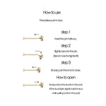 14K Solid Gold Lab Diamond Fan Threadless Flat Back Stud: Cartilage, Conch, Helix  Piercing