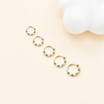 14K Solid Gold Moss Agate Stars Daith Clicker Hoop Earring Hinged Seamless Septum Ring