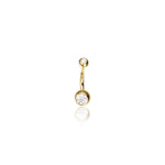 14G 14K Solid Gold Round Lab Diamond Bubble Belly Button Jewelry