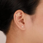 14K Solid Gold Marquise Lab Diamond Cartilage Flat Back Stud Earring