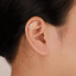 14K Solid Gold Lab Diamond Dendrite Cartilage Stud Earring