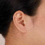 14K Solid Gold Lab Diamond V-Shaped Helix Threadless Flat Back Earring