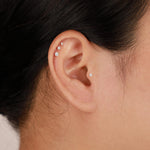 14K Solid Gold Invisible Set Lab Diamond Flat Back Earring :Threadless Labret