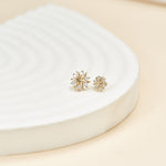 14K Solid Gold Floral Lab Diamond Threadless Cartilage Flat Back Stud Earring