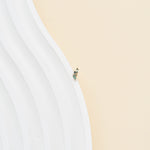 14K Solid Gold Marquise Moss Agate Cartilage Earring Threadless Flat Back Stud