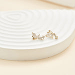 14K Solid Gold Lab Diamond Butterfly Cartilage Earring: Threadless Flat Back Stud