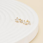 14K Solid Gold Princess Cut Lab Diamond Cartilage Dangle Flat Back Earring
