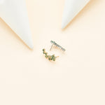 14K Solid Gold Round Moss Agate Cluster Earring  Threadless Flat Back Stud