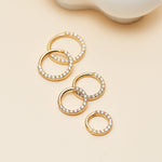 14K Solid Gold Lab Diamond Septum / Daith Clicker Hoop • 16G Nose Piercing Jewelry