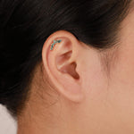 14K Solid Gold Marquise Moss Agate Stud Earring Threadless Flat Back Stud