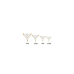 14K Solid Gold Triangle Moissanite Flat Back Earring : Cartilage, Helix, Conch Piercing Jewelry