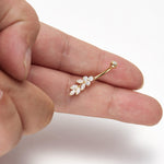 14K Solid Gold Marquise Lab Grown Diamond Wheat Belly Button Ring 14G
